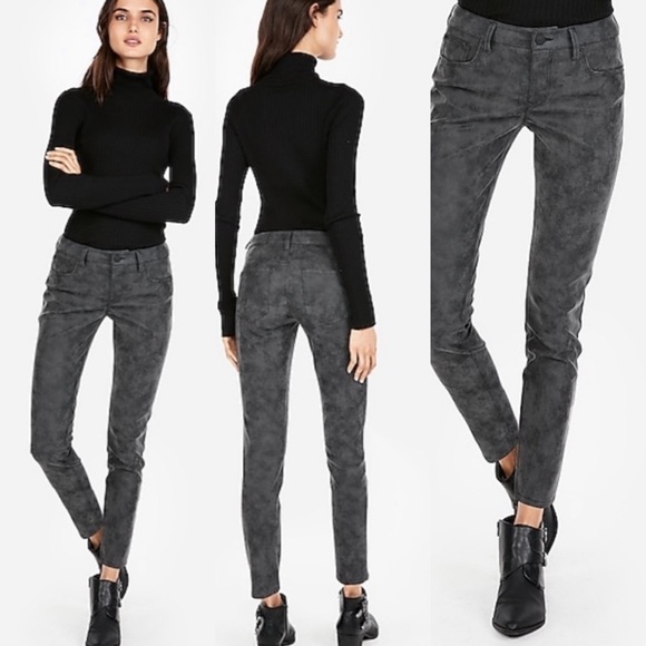 Express NWT Mid Rise Faux Suede Leather Ankle Legging Skinny Pant - Picture 1 of 6
